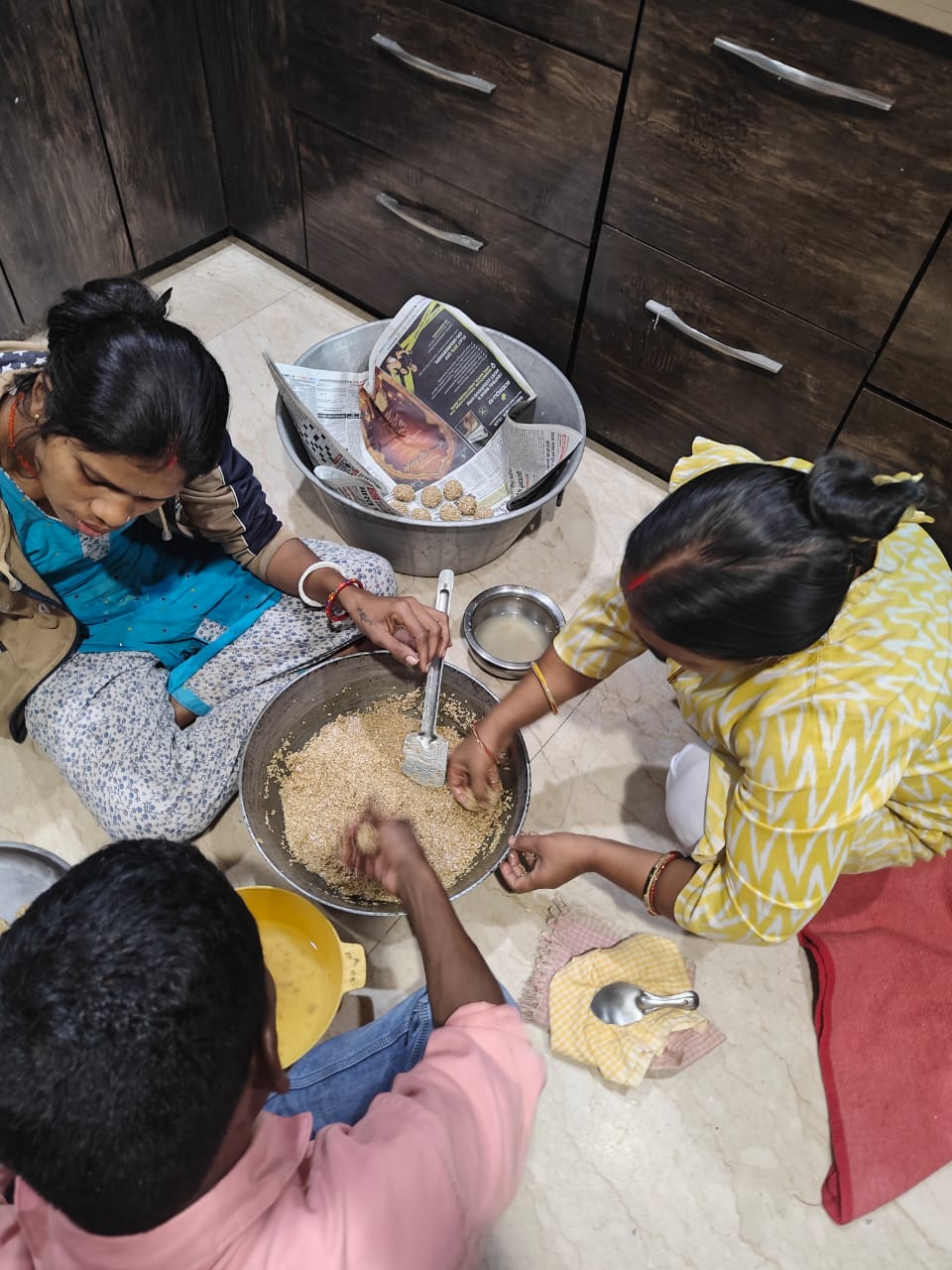 Laddu in Making (Til Laddu)