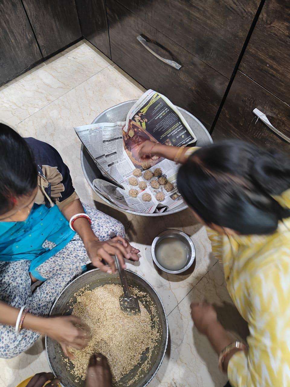 Laddu in Making (Til Laddu)