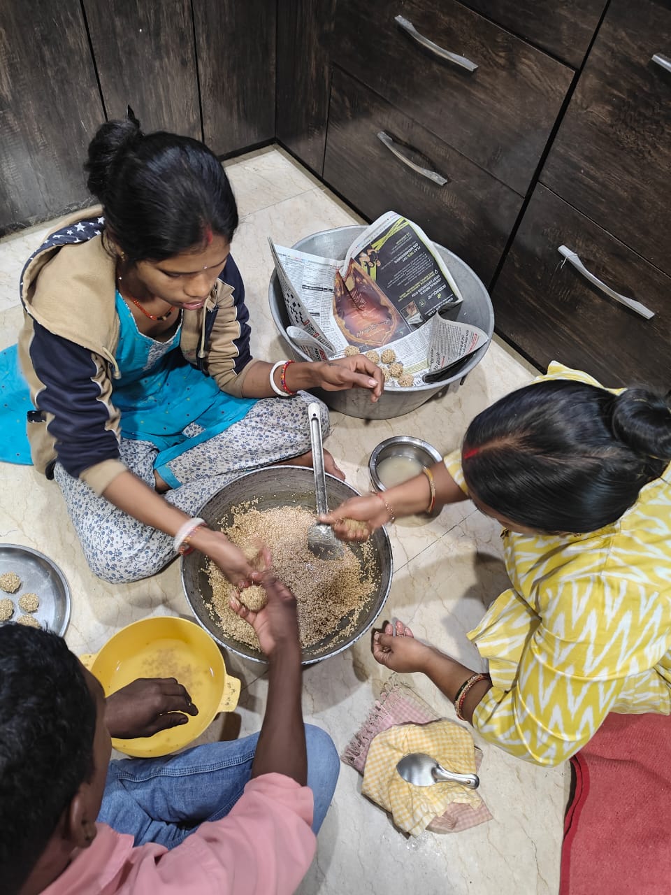 Laddu in Making (Til Laddu)